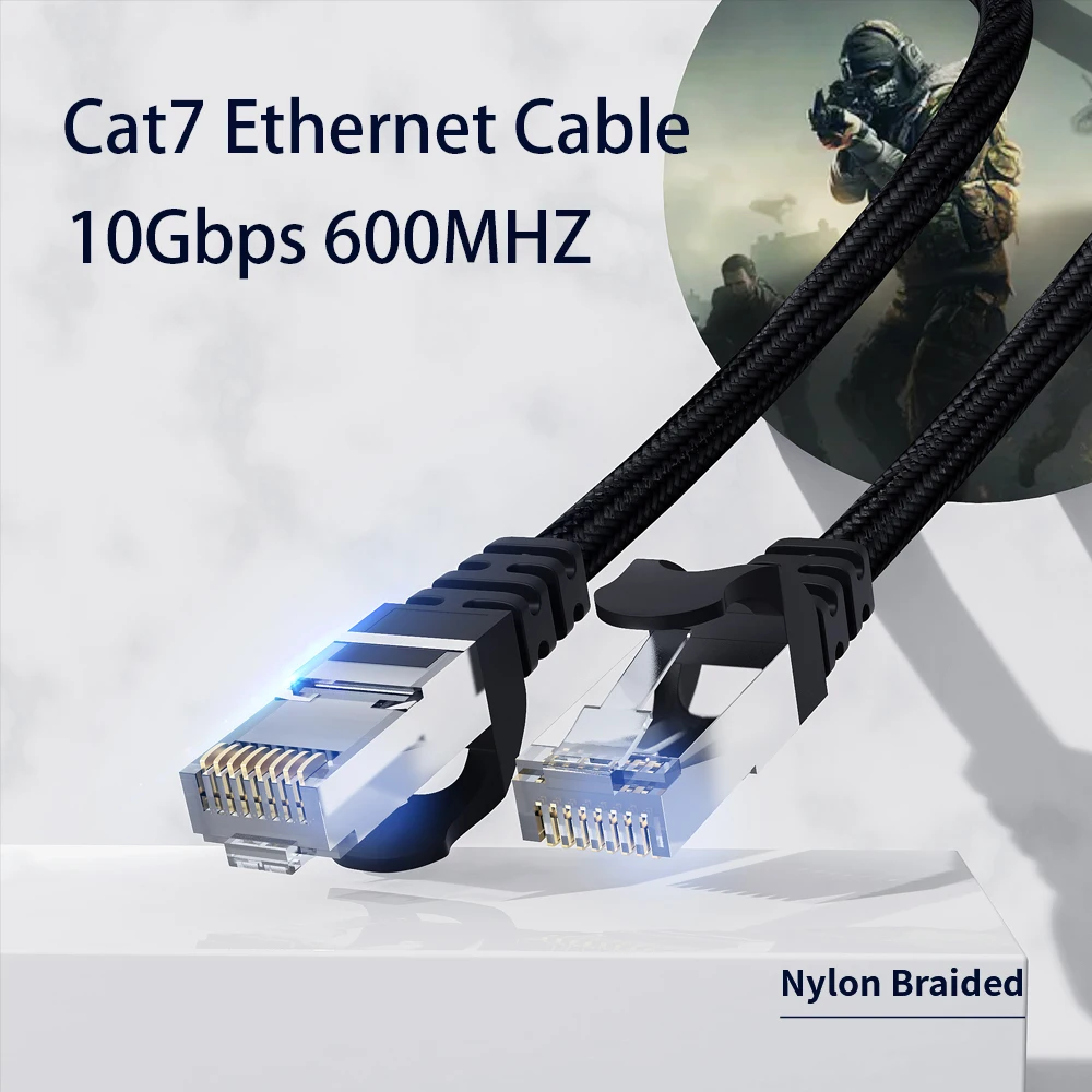 Cable de Ethernet RJ45 Cat7 Lan Cable STP RJ 45 de 10Gbps/600MHz...