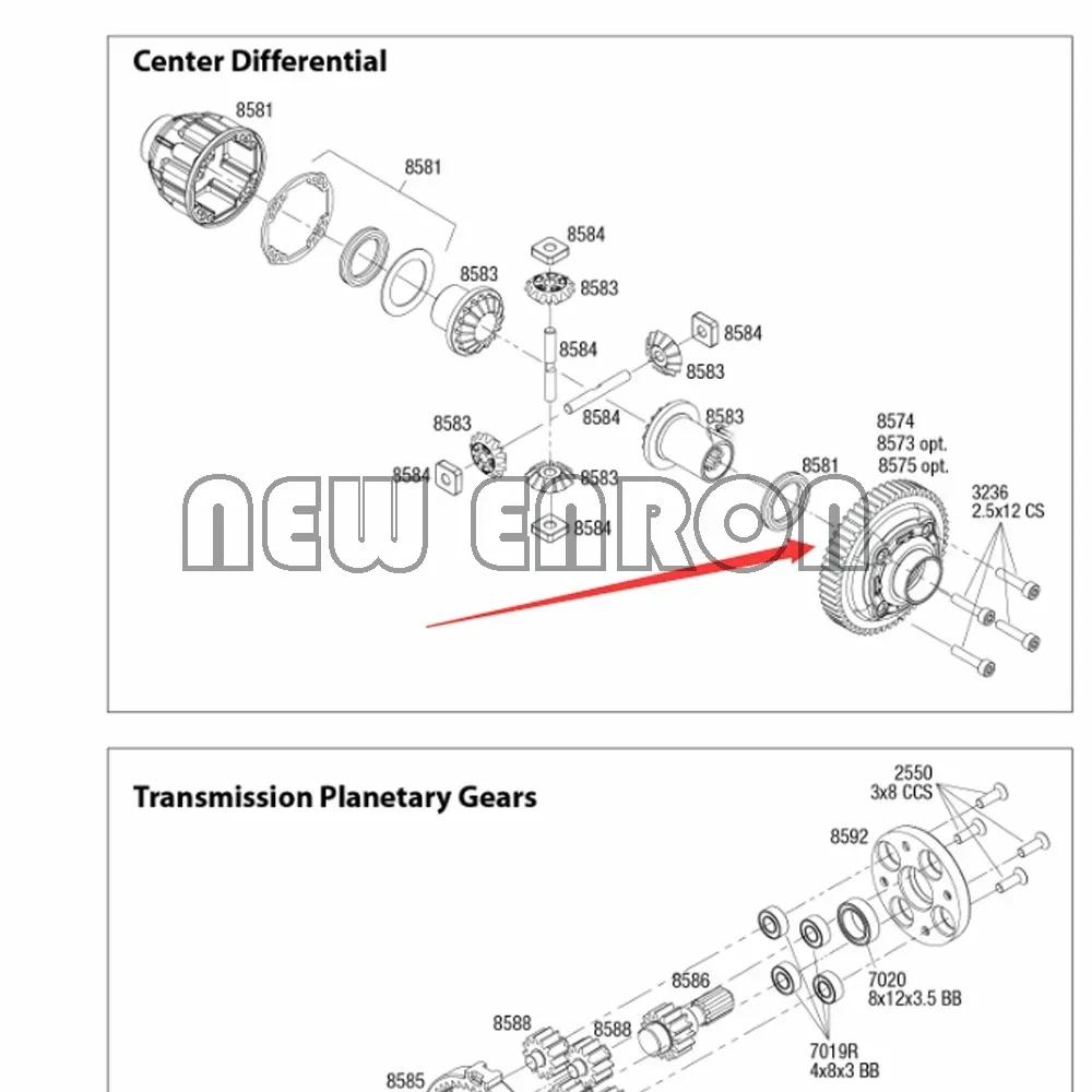 НОВЫЙ КОНРОН # 8574 Центральный дифференциал из закаленной стали цилиндрическая