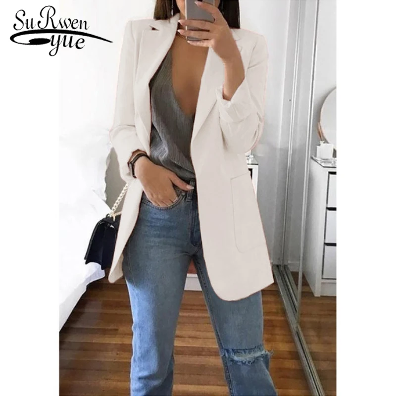 Женский облегающий кардиган с отложным воротником повседневный жакет длинными