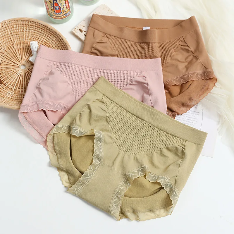 

3Pcs/Lot Women's Cotton Panties Female Underwear Lace Briefs Edge Breathable Mid-waist Sexy Knickers Multiple Color Underpanty