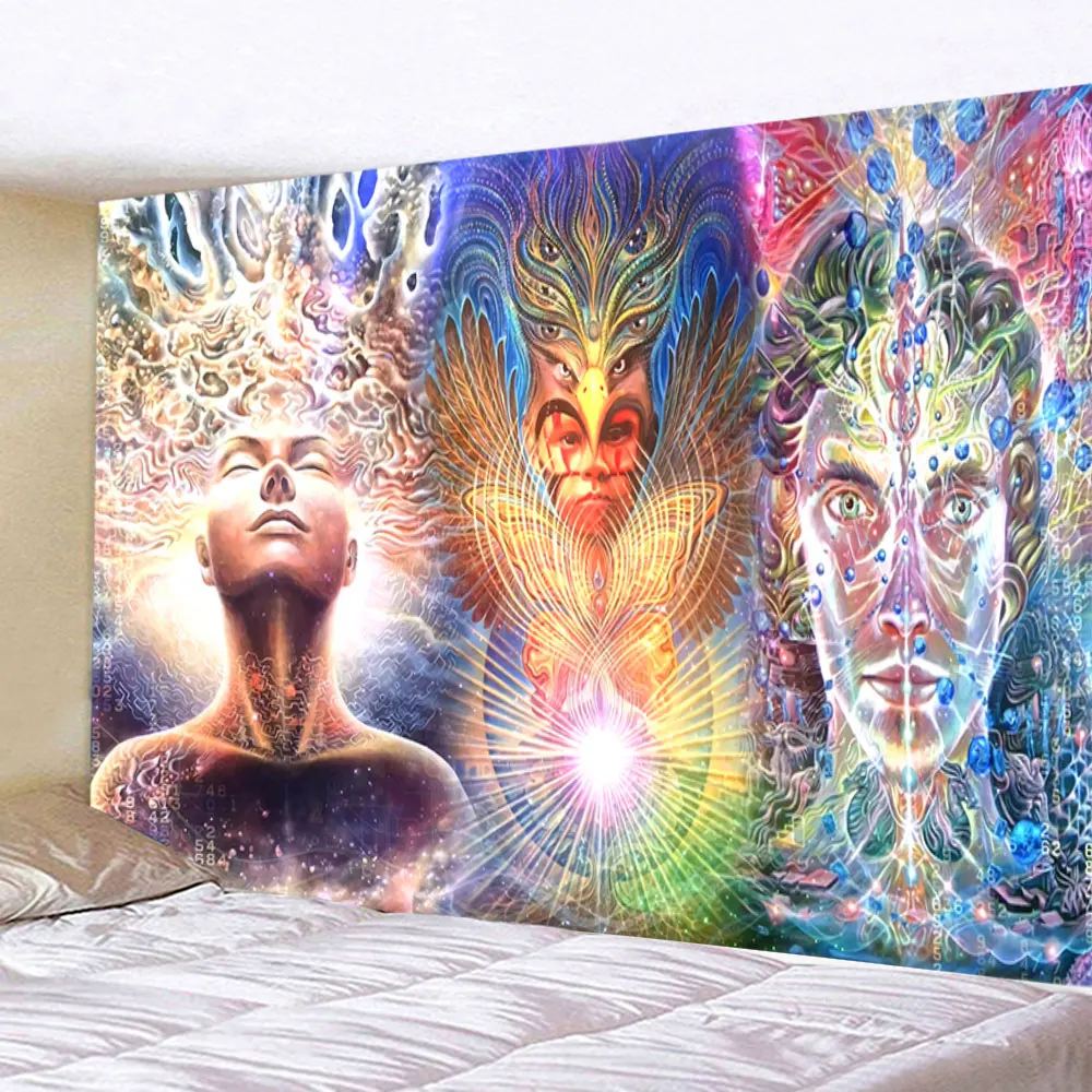 

Alien Witchcraft Tapestry Wall Hanging Psychedelic Meditator's Tapestries Viking Hippie Boho Home Decor For Living Room Bedroom