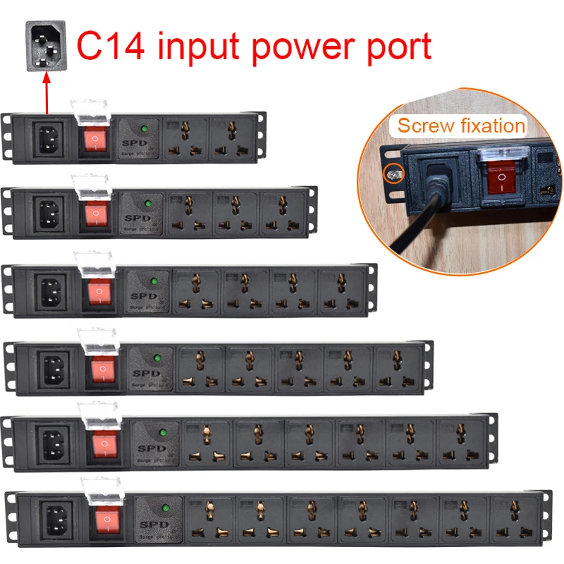 

Стеллаж для шкафа, настенное настольное крепление, блок питания PDU, порт iec C14, вход питания, 2-10Ways, универсальная розетка, защита от перенапряжения