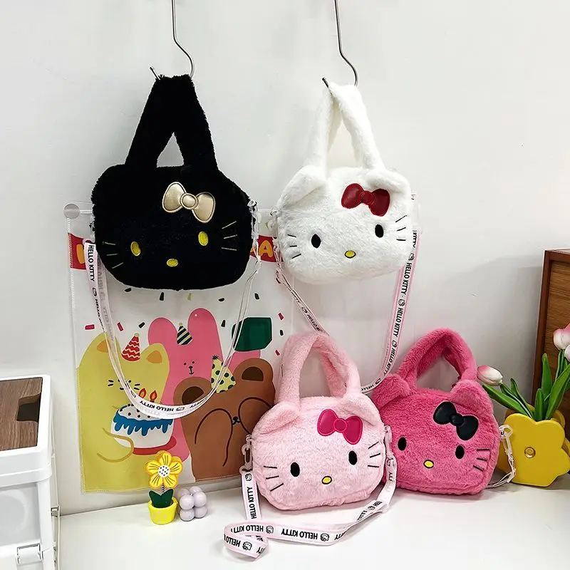 

Hellokitty Cartoon Handbag Kawaii The New Girl Portable Plush Bag Fashion Creativity Anime Embroidery Diagonal Bag Birthday Gift
