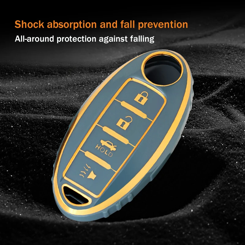 

4 Button TPU Car Key Case Cover Fob Shell for Nissan Altima Maxima Murano Rogue Sentra 370z for Infiniti Protector Accessories