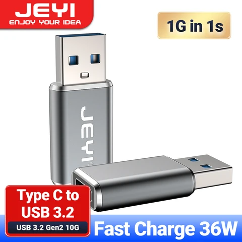 Адаптер JEYI с USB 3,2 на Type C OTG 10G, преобразователь быстрой зарядки 36 Вт Type C на USB 3,2, штекер C на C 40 Гбит/с, поддержка Thunderbolt 3