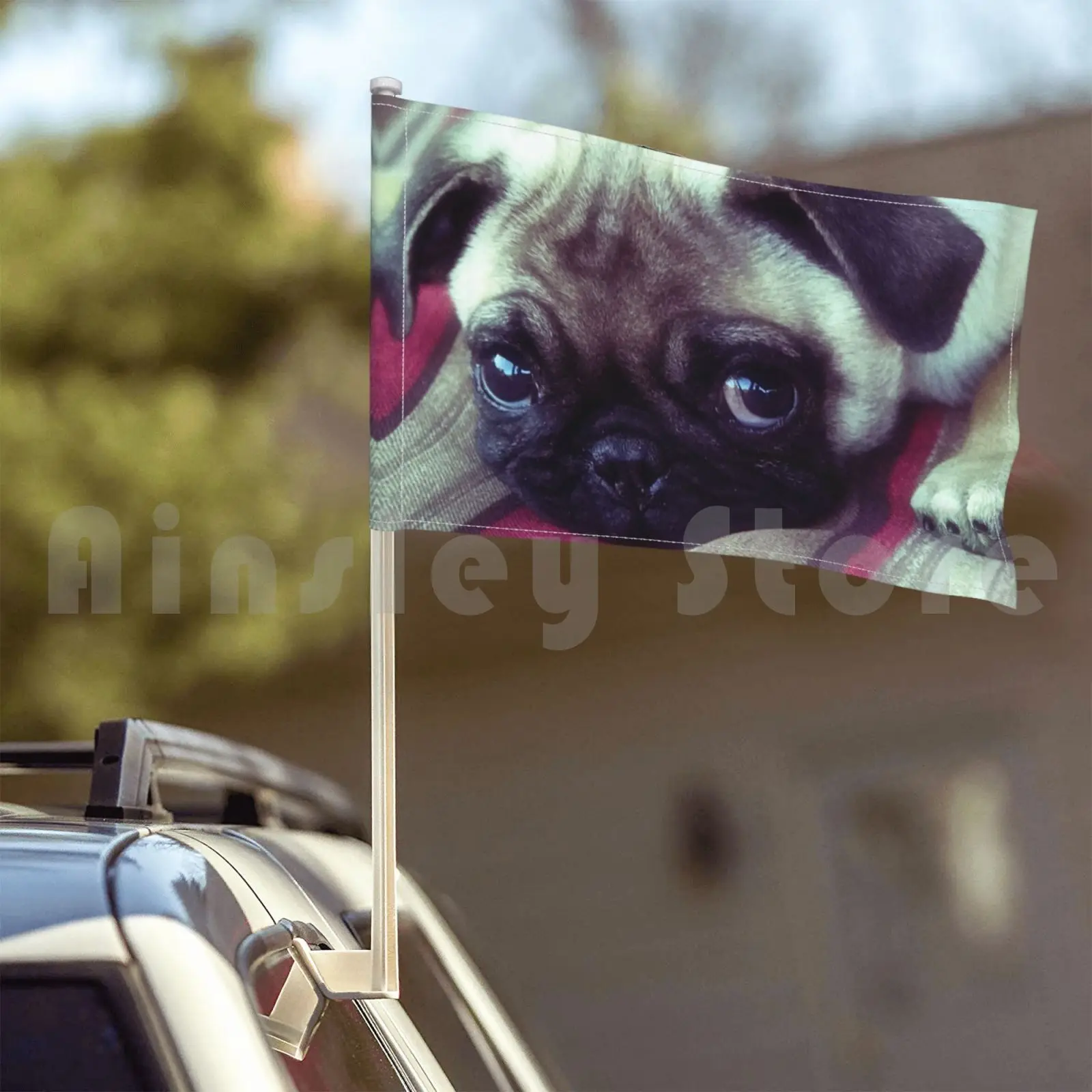 Флаг автомобиль флаг мопса жизнь шляпа ПЭТ Мопс Собаки Щенок Животное Янник сено