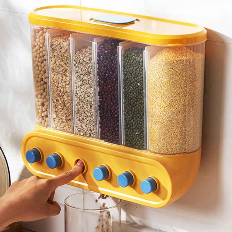 

Cereals Grid Rice Bucket Separated Insect-Proof Moisture-Proof Sealed Home Rice Container Cylinder