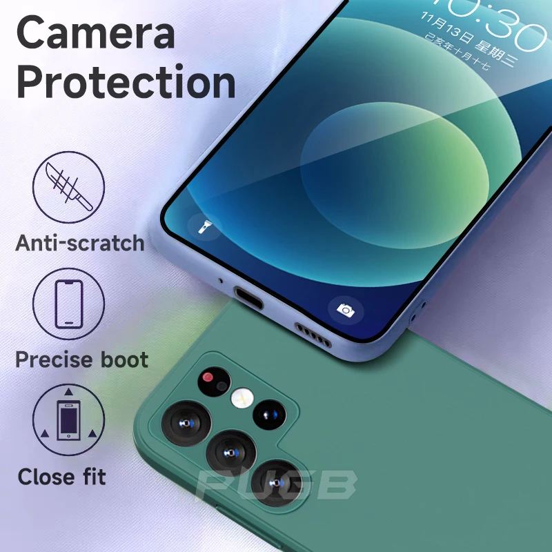 Противоударный мягкий чехол из жидкого силикона для Samsung Galaxy S21 S22 Ultra Plus S20 FE S10 Note 20