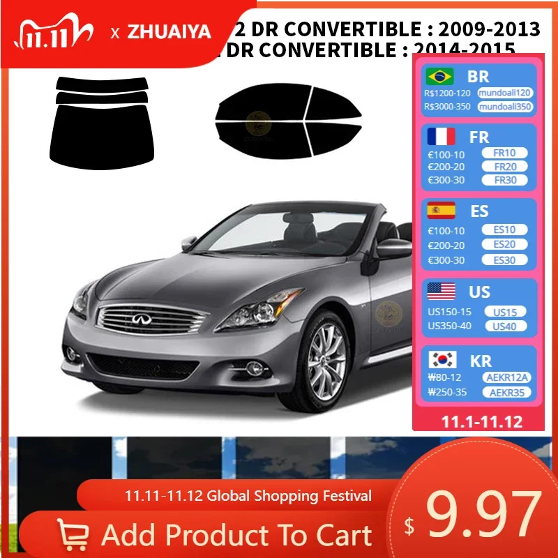 

Нанокерамическая Автомобильная УФ-пленка Precut для окна, автомобильная пленка для окна INFINITI Q60 2 DR CONVERTIBLE 2014-2015