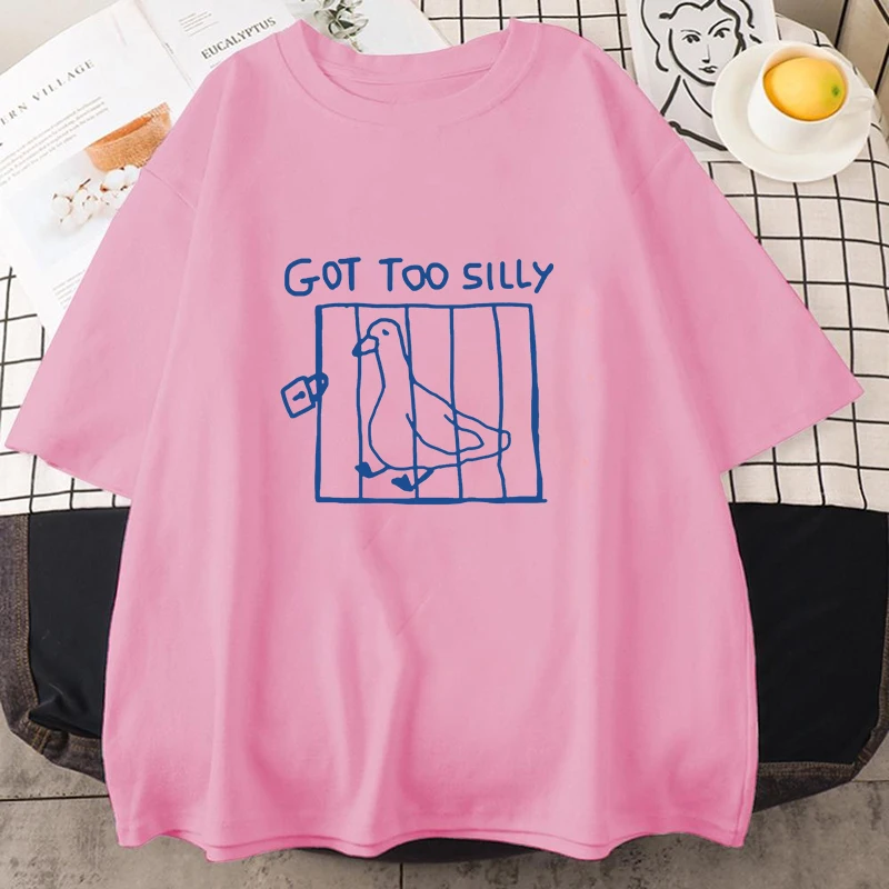 Фото Новая модная футболка унисекс с круглым вырезом и принтом «Too Silly Letter», с коротким рукавом, для мужчин и женщин, с рисунком «Silly Goose» №4