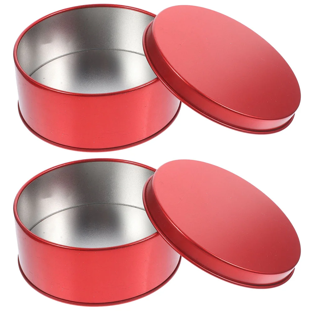 

2pcs Christmas Tinplate Cookie Tin Biscuits Treat Box Small Gift Case Party Favor
