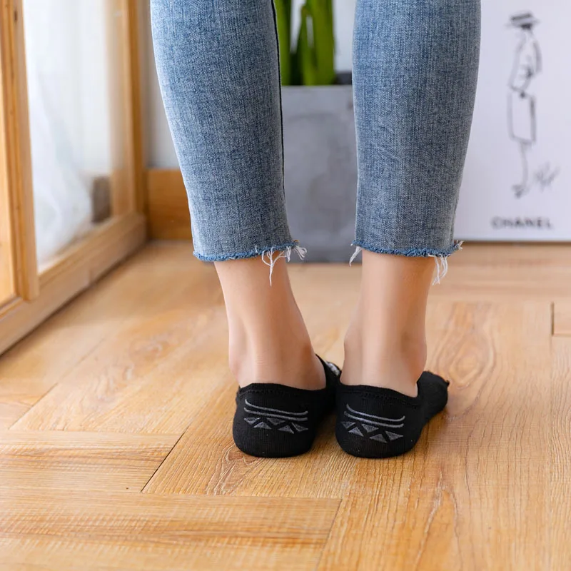 Boat socks pure cotton Japanese and Korean embroidery women's boat socks silicone non-slip summer breathable women's socks