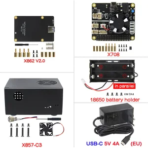 Raspberry Pi 4 X862 V2.0 M.2 KEY-B 2280 SATA SSD Shield, X708 с металлическим чехлом