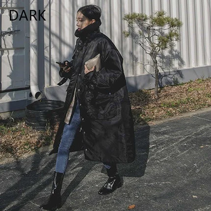 

Куртка средней длины с хлопковой подкладкой женская зимняя новая стильная Свободная куртка большого размера с теплым воротником из овечье...