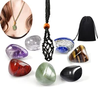 reiki necklace cord empty meditation stone holder natural quartz crystals healing stone chakra energy jewelry pendan for women