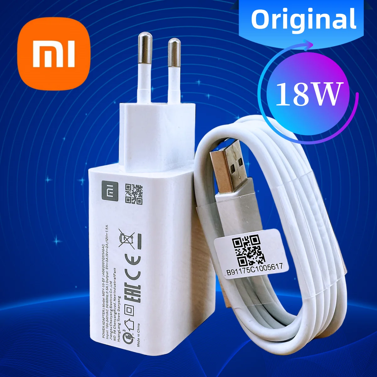 Зарядное устройство Xiaomi 18 Вт, оригинальное быстрое зарядное устройство ЕС QC 3,0, Usb-кабель для быстрой зарядки Redmi Note 6 7 8 Pro 9 10 POCO M3 9A 10A 4X
