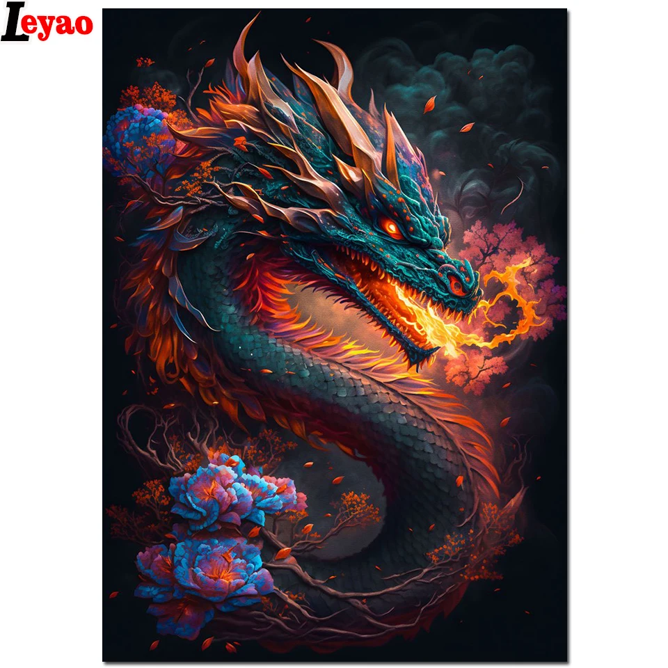 

5D DIY Diamond Painting Fantasy Flame Dragon Art Diamond Embroidery Mosaic Chinese Dragon Cross Stitch Home Decor New 2023