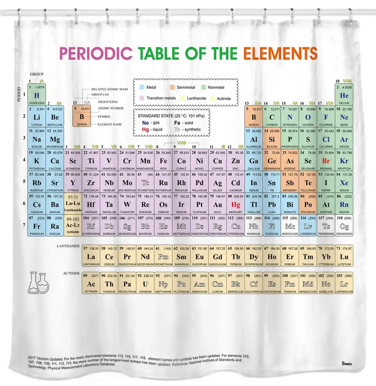 

Periodic Table of Elements Bathroom Curtains Waterproof 3D Print Shower Curtain White Fabric Curtain for The Bath