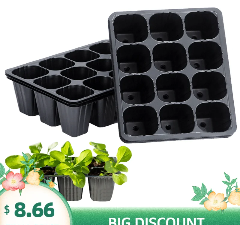 

10 Seed Trays 12 Cells Germination Propagation Trays Cavity Growing Seedlings Insert Recycled Plastic