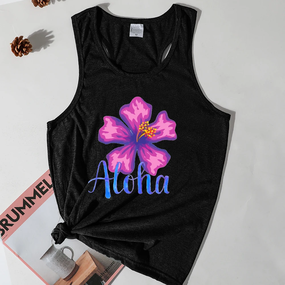 

Print Aloha Vacation Tank Top Woman Vintage Green Tops for Women Beach Tops Hawaii Tropical Womens Clothes Plus Size M