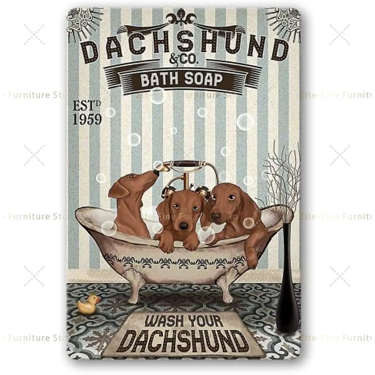 

Dachshund Bath Vintage Retro Metal Tin Sign Pub Bar Man Cave Club Decoration 8 x 12inch