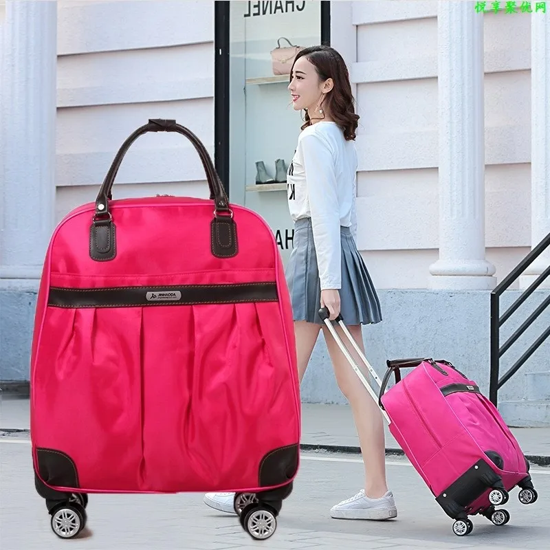 

Женская дорожная сумка на колесиках, водонепроницаемые чемоданы на колесиках из ткани Оксфорд, чемодан на колесиках