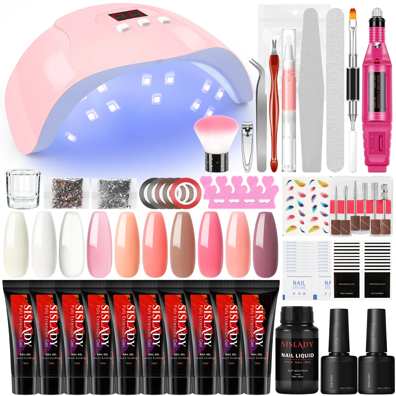 

Набор гель-лаков для наращивания ногтей, маникюрные наборы, комплект полуперманентных ногтей с лампой и искусственными инструментами