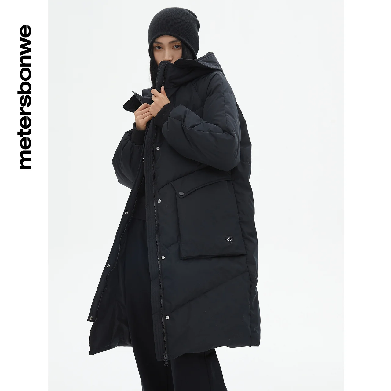 Metersbonwe Long Down Jackets Women Winter Hooded Thick Winter Down Coat Female Solid Fashion Overcoat Outerwear Warm Brand Top