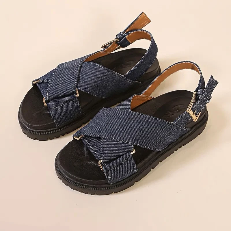 FAFA Cowboy Cross Strap Flat Bottom Sports Sandals Women's New 2023 Summer Outside Wear Hundred With Flat Bottom Roman Sandals