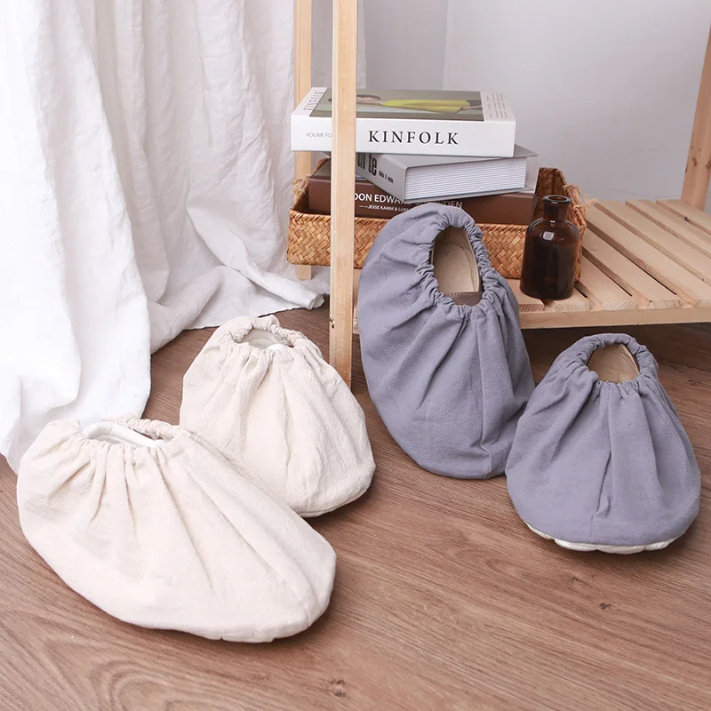 

Reusable Shoe Cover Durable Cotton Linen Material Non Slip Washable Boot Cover for Indoor Household Contractor Large Size TJ7091