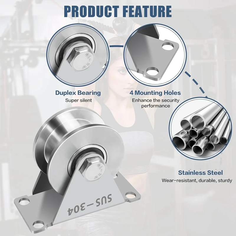 U-образный шкив блоки из нержавеющей стали 2 шт. супер бесшумный вращающийся с
