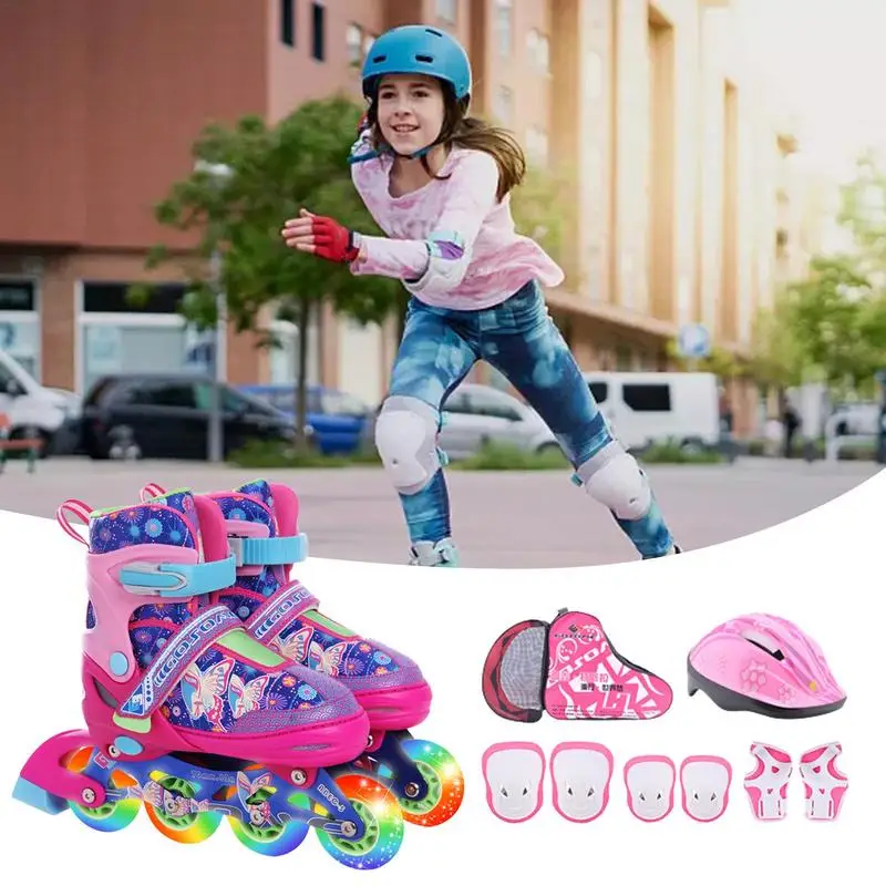 

Single Row Roller Skates Sturdy Adjustable Safe Toddler Shoe Multi-use Reliable Shiny Skating Shoes Light Up Wheels Roller With