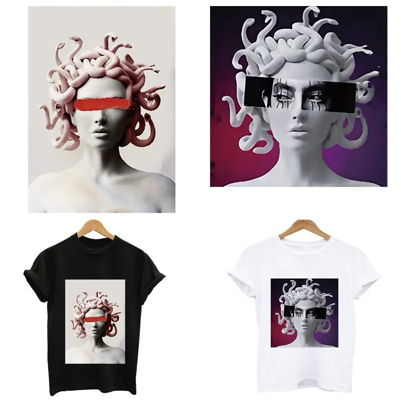 

Medusa Sticker Iron-on Patch Applications Thermal Transfer For Clothes Women's T-shirt DIY Lightning Offers Free Shipping