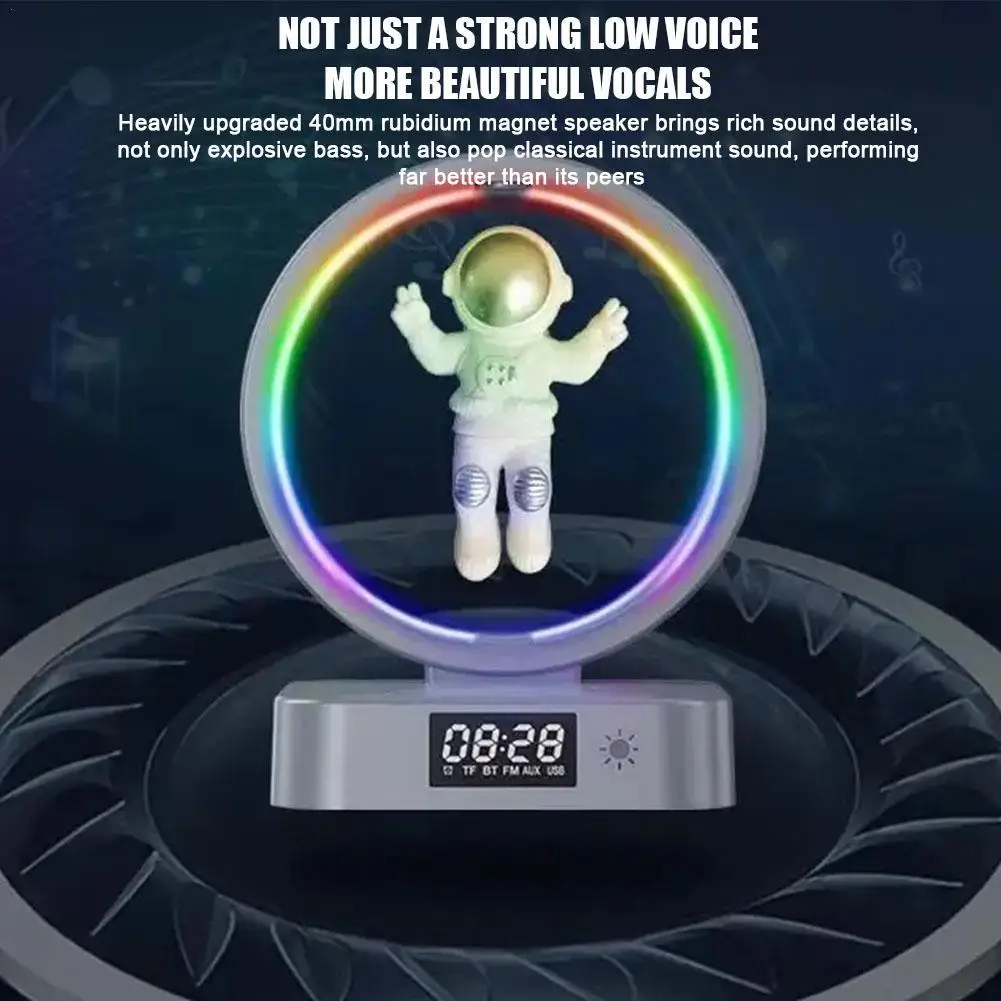 

Maglev Astronaut Clock Home Wireless Bluetooth Speaker Clock Battery Lamps Bedroom Decorations