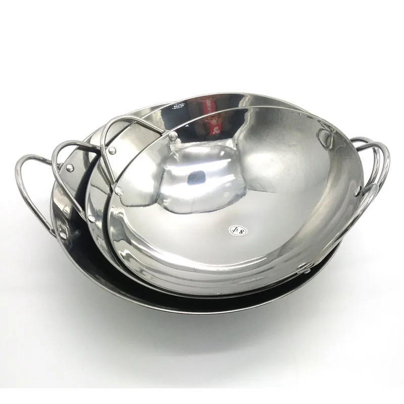 

Stainless steel dry pot hot pot seafood pot alcohol stove soup pot Round pan A pan with a flat bottom Buffet pot hot pot