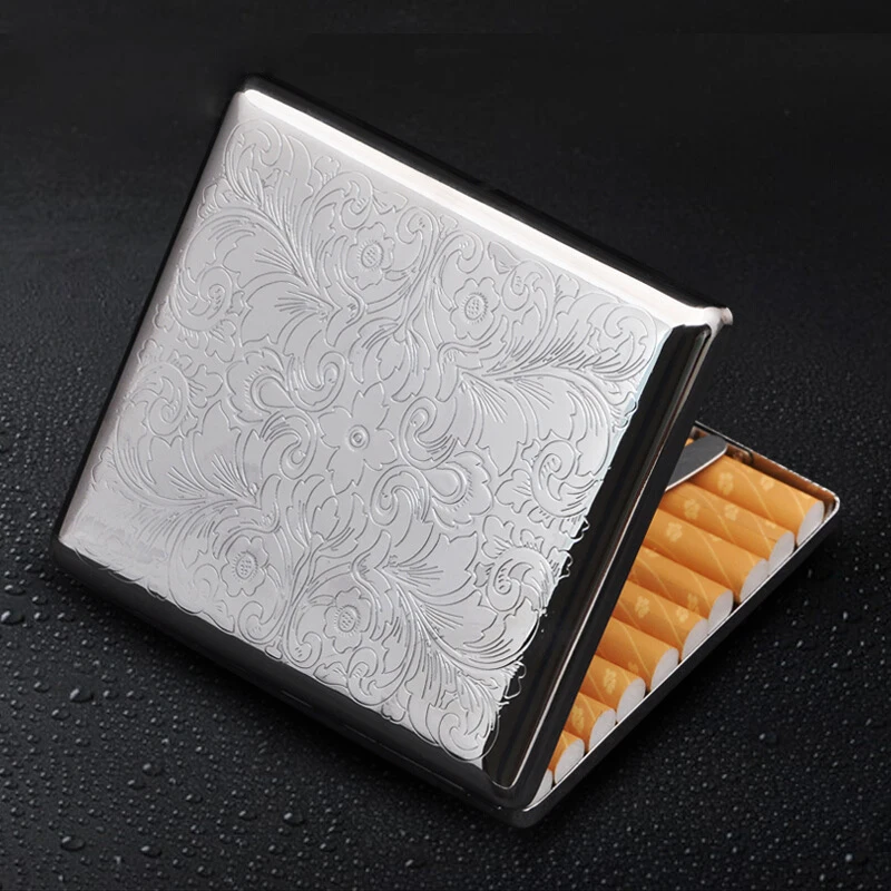 

Retro Rich Printed Cigarette Case Metal Waterproof and Anti-compression Hand-carved Cigarette Accessories Men Gift with Gift Box