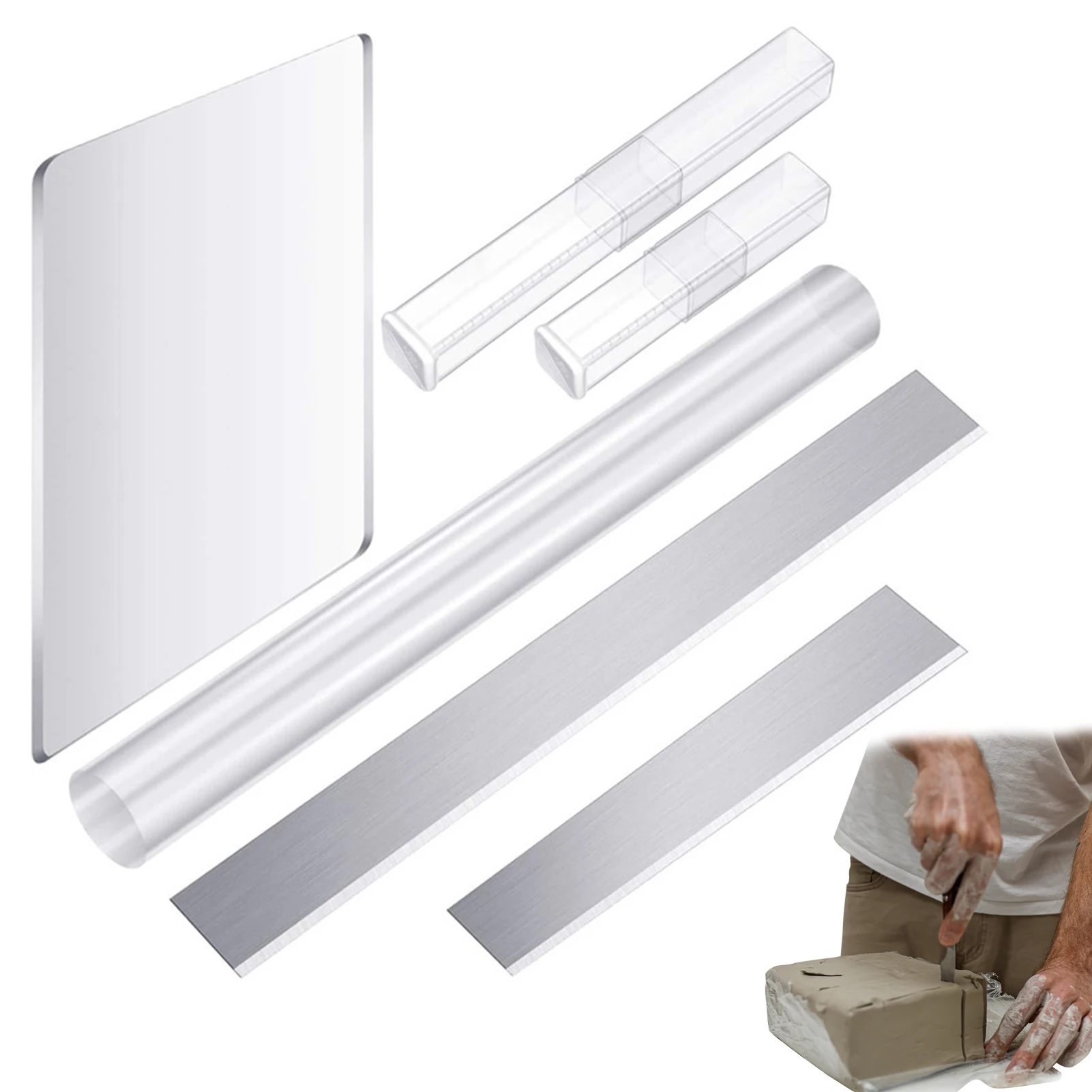 

6 Pcs/Set Acrylic Clay Sheet Tools Set Professional Clay Pottery Tools For Shaping Sculpting Modelling Clay DIY Craft Supplies