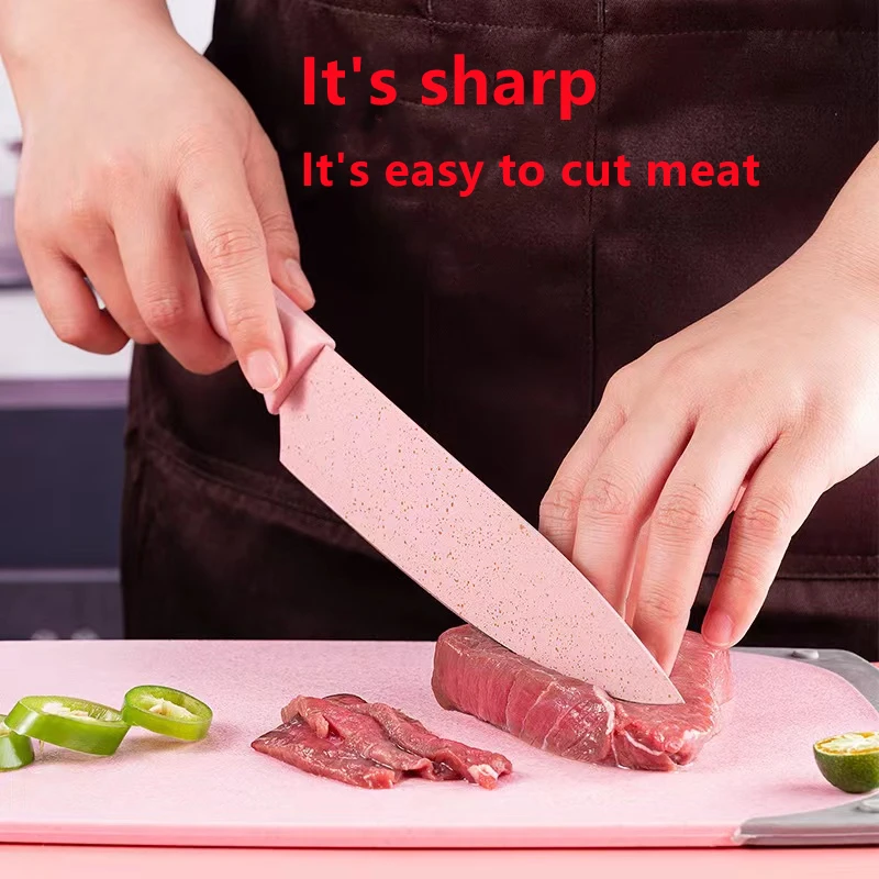 

Kitchen knife set Wheat straw knife set Color wheat straw 6-piece gift Macaron color knife in stock Utility Knives Kitchen Tools