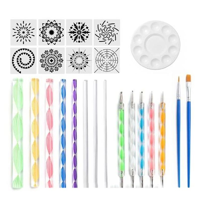 

Mandala Dotting Tools 24Pcs Mandala Rock Painting Supplies Including for Rock Art Painting/Nail Art/Kids' Crafts