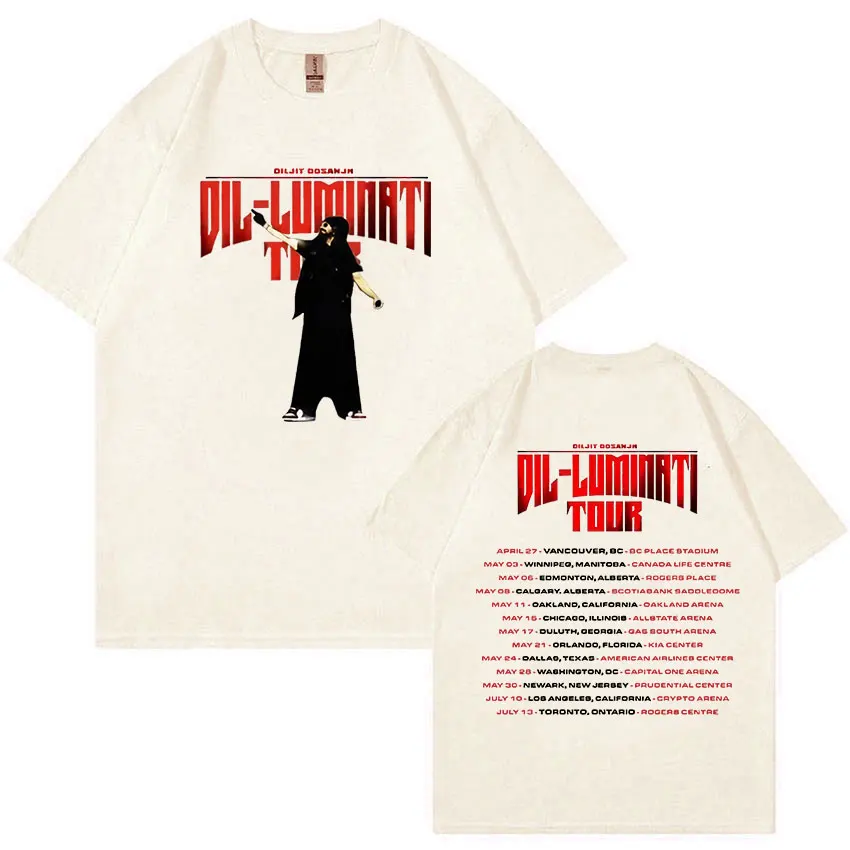Футболка Diljit Dosanjh Dil-Luminati 2024 Мужская винтажная Модная хлопковая футболка оверсайз
