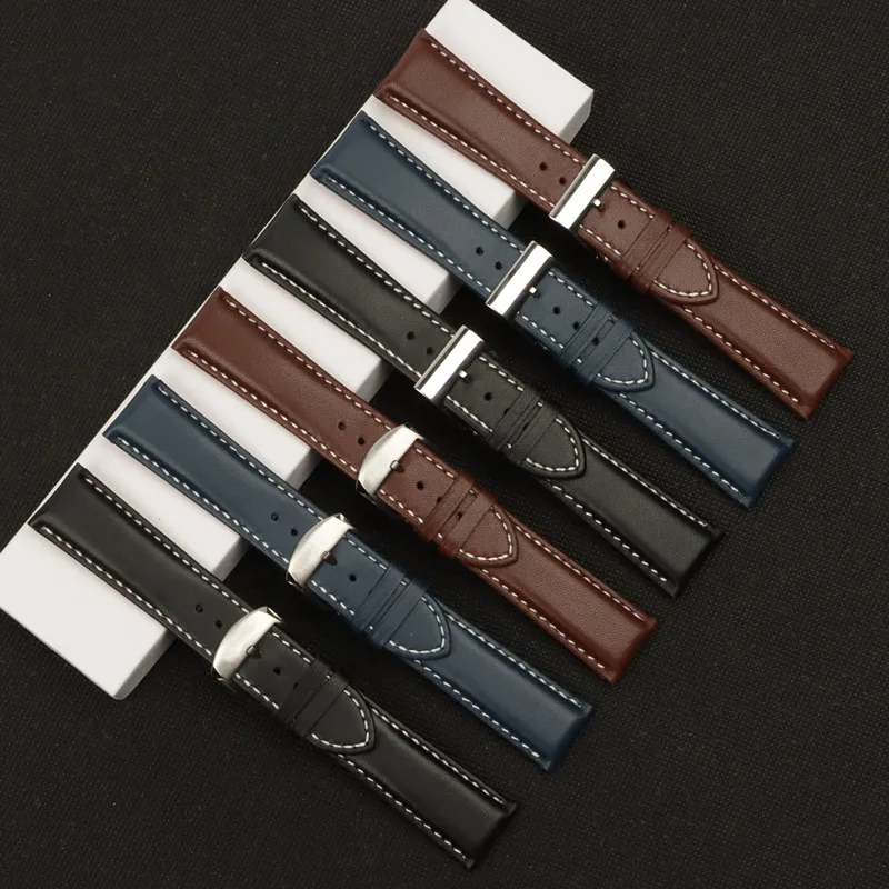 

22mm 24mm Genuine real Leather Watch Band Watchband For Breitling strap for NAVITIMER WORLD Avenger/navitimer belt Pin buckle