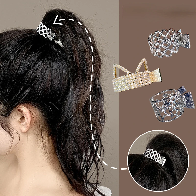 

Metal Ponytail Holder Hair Claw Clip for Women Rhinestones Pearl Alloy Crab Hair Clips Barrettes Hairpin Girl Hair Accessories