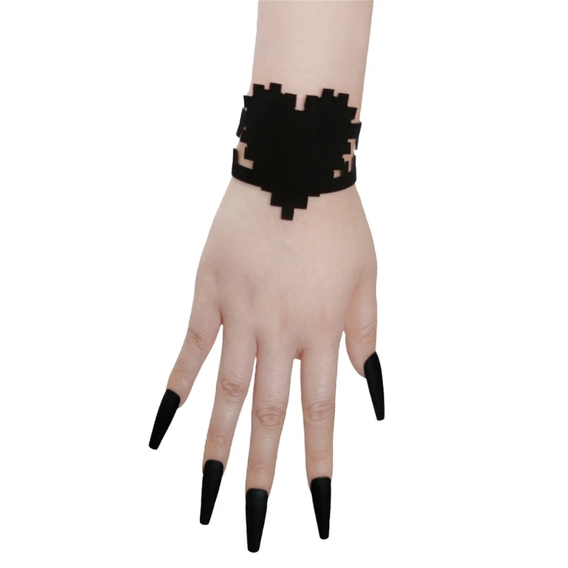 

Готический браслет с черным сердцем, Браслет-манжета, браслеты для женщин и девочек