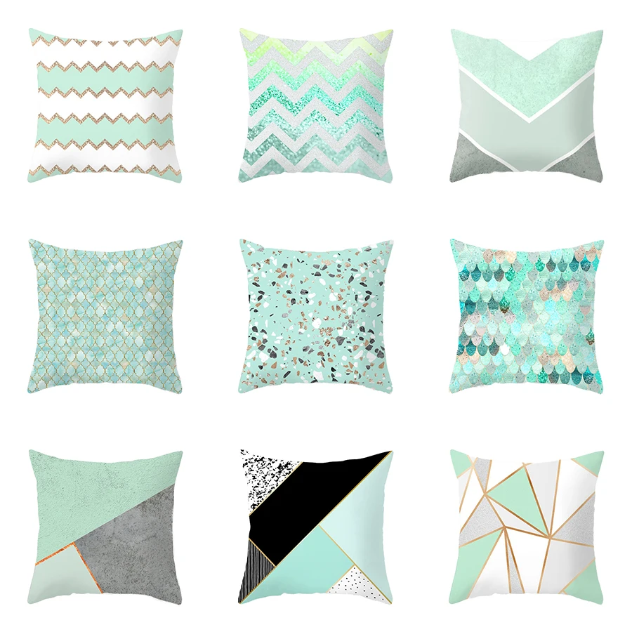 

Nordic Pillow Geometric Print Pillowcase Cover for Pillow Cases Home Decor Mint Green Pillowcase Pillowcases Polyester Peachskin