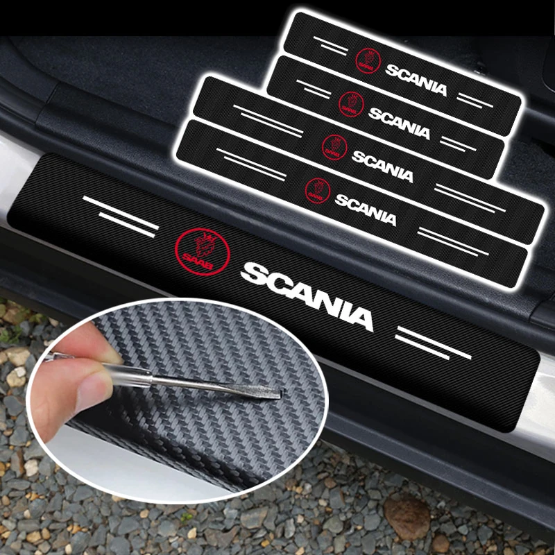 

4 pcs Car Door Threshold Stickers Carbon Fiber Protect Decors Auto Sills Decals for Saab 9-3 93 9-5 9 3 900 9000 Scania Sweden
