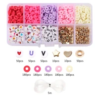 new product soft pottery sliced letter bead set ccb positioning bead childrens diy bracelet necklace beaded accessories