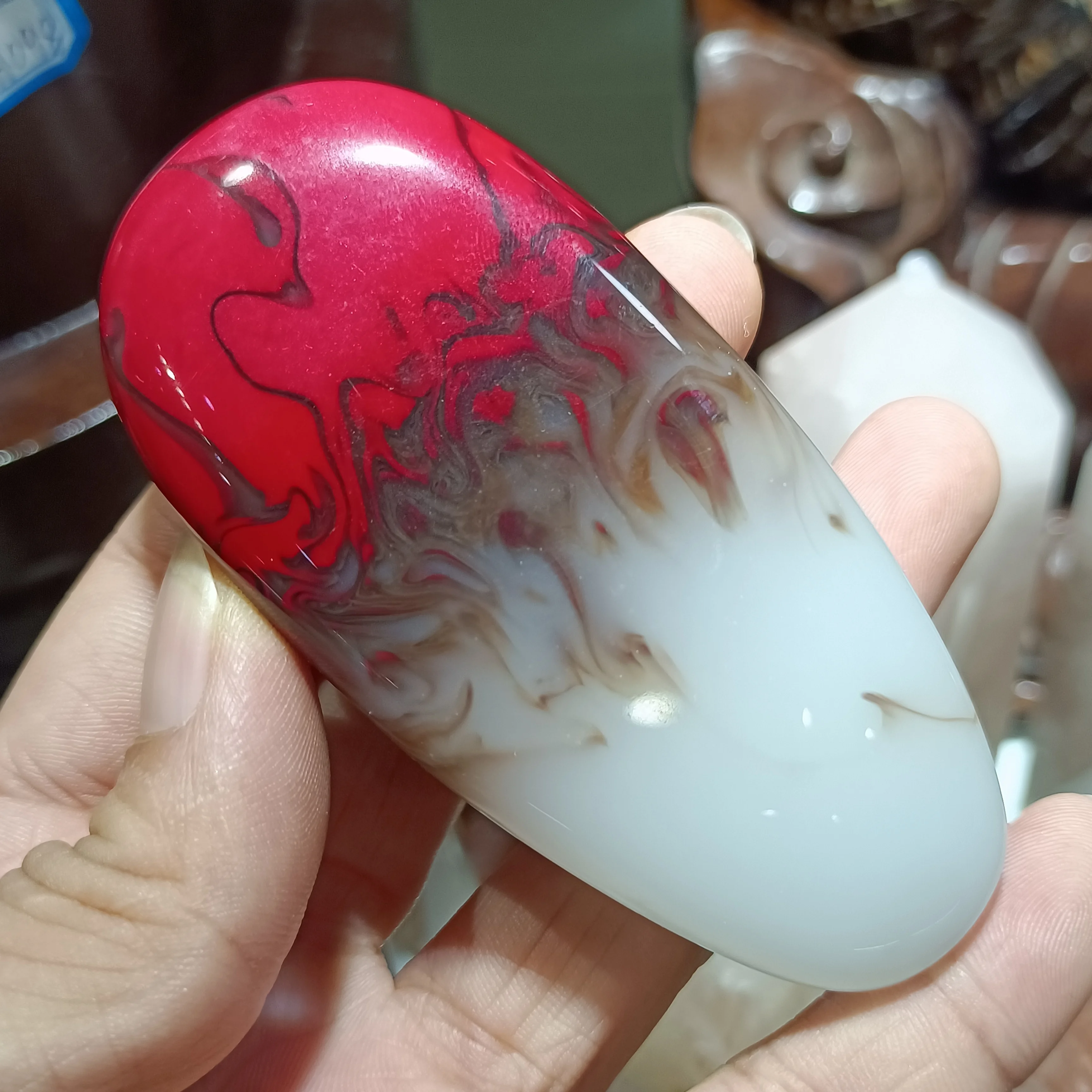 

Natural Chicken Blood Raw Stone Playing Pieces Hand Polished Crystal Energy Home Office Diy Decorative Craft Gifts