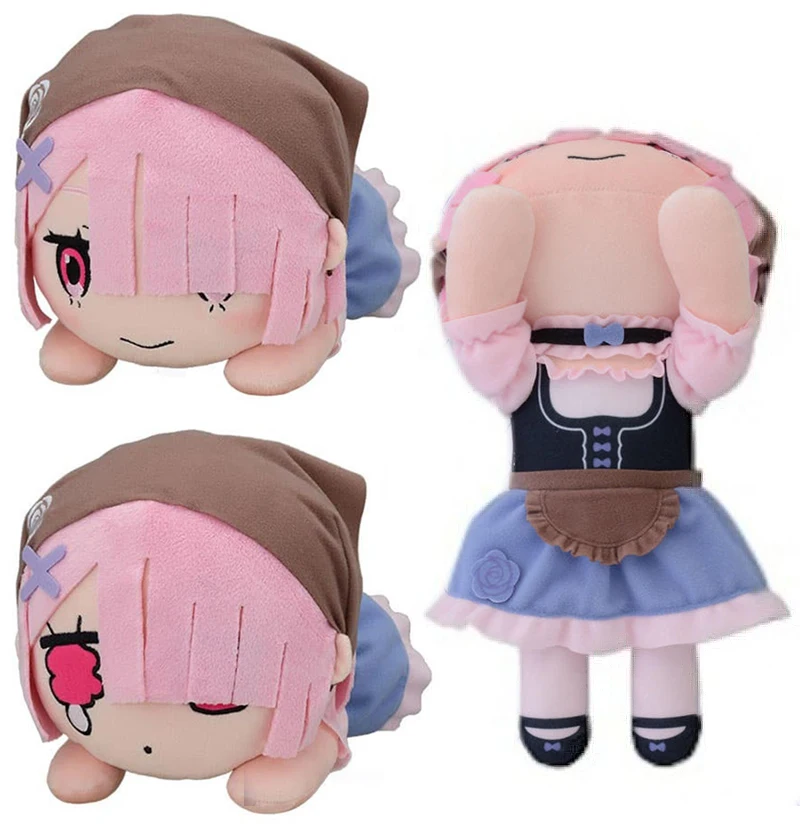 

New Cute Anime Re: Life in a different world from zero Ram Oktoberfest Ver Lay Down Big Plush Stuffed Pillow Doll Toy Gifts 30cm