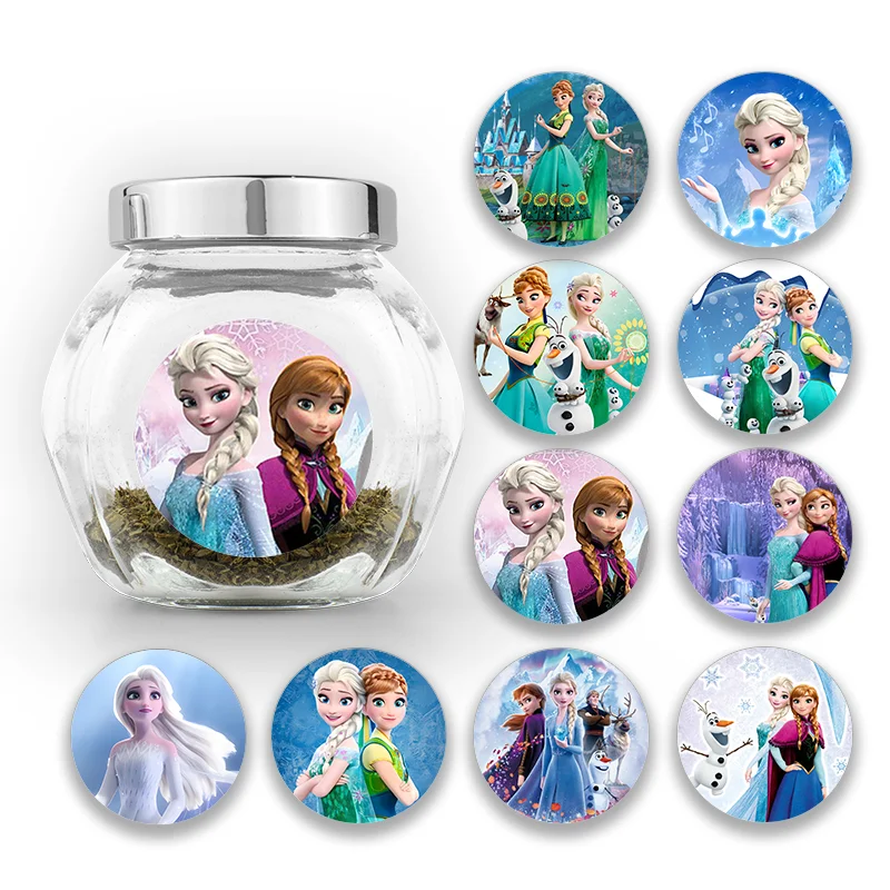 

Disney Frozen Cute Cartoon Round Stickers Labels Theme Party Kids Toys Baby Shower Biscuit Candy Jar Decorate Packing Suppile