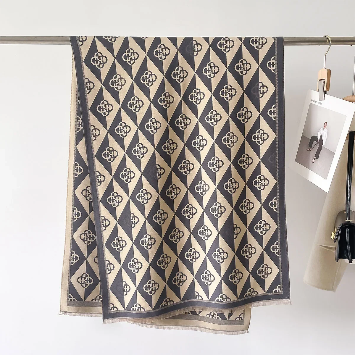 2024 Дизайнерский Зимний Кашемировый Шарф Женский Теплый Пончо Из Пашмины Шаль